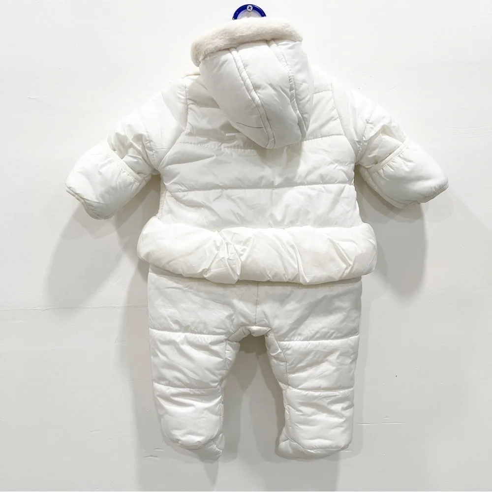 Jessica Simpson Faux Fur Peplum Puffer Hooded Snow Suit White 3/6 Months